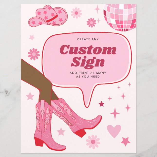 Papier Pink Cowgirl Anniversaire de fête Signal personnal (Devant)