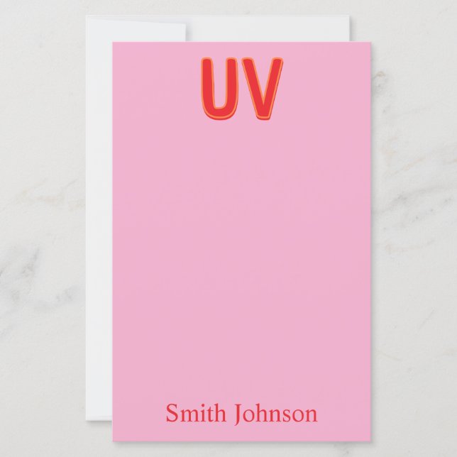 Papier Pink Custom Monogram Stationery Note Card (Devant)