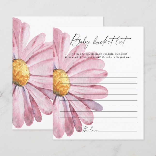 Papier Pink Daisy - Baby bucket liste jeu (Devant / Derrière)