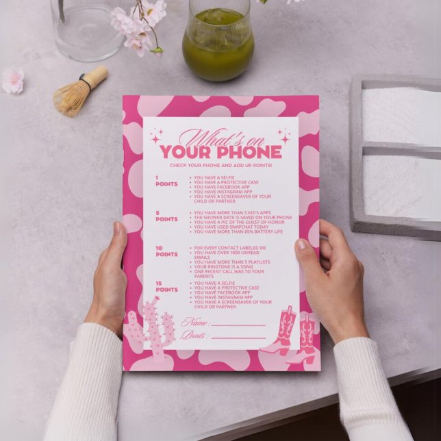 Papier Pink Disco Cowgirl What's On Your Phone Game (Créateur téléchargé)