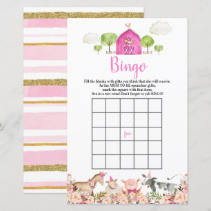 Papier Pink Farm House Animaux Barnyard Bingo Jeux