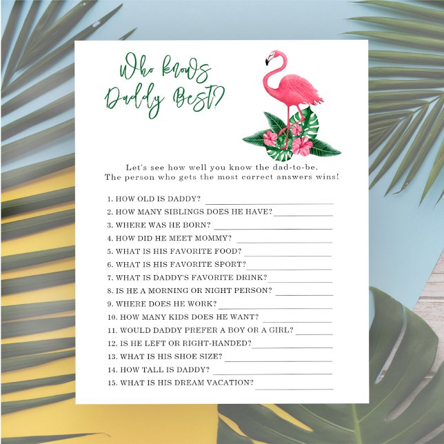 Papier Pink flamingo - Jeu Qui connaît mieux papa (Créateur téléchargé)
