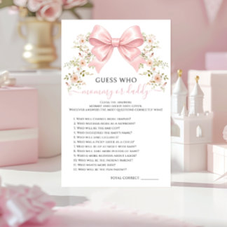 Papier Pink Floral Bow Baby Shower Mommy or Daddy Game