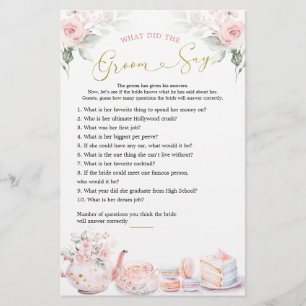 Papier Pink Floral Fête des mariées Tea Party Groom Dites