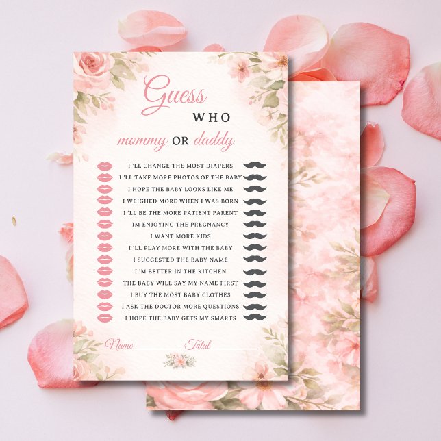 Papier Pink Floral Mommy or Daddy Shower Game (Créateur téléchargé)