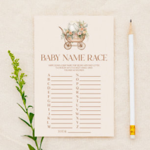 Papier Pink Floral Nom du transport Race Baby shower Jeu