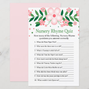 Papier Pink Floral Nursery Rhyme jeu de baby shower