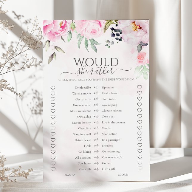 Papier Pink Floral Voudrait-Elle Plutôt Fête des mariées  (Créateur téléchargé)