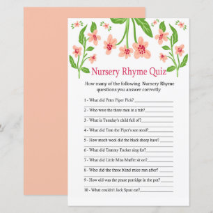 Papier Pink Flowers Nursery Rhyme jeu de baby shower