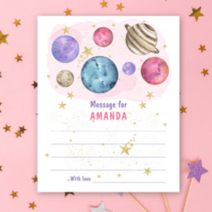 Papier PINK GALAXY SPACE message capsule d'anniversaire d