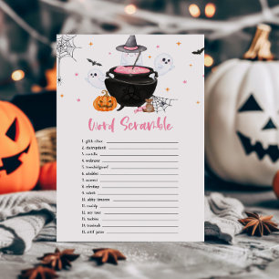 Papier Pink Ghost Baby est en train de brasser Word Scram