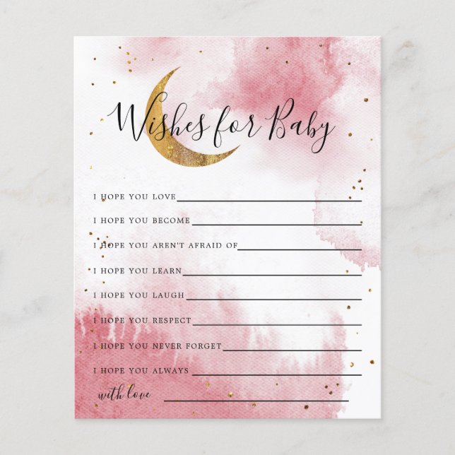 Papier Pink Gold Moon et Stars Wives for Baby Card (Devant)