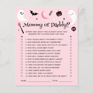Papier Pink Halloween Baby shower Maman Ou Papa Jeu