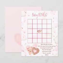 Papier Pink Heart Bingo Girl Baby shower Jeu
