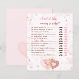 Papier Pink Heart Devine Qui Maman Papa Baby shower Jeu