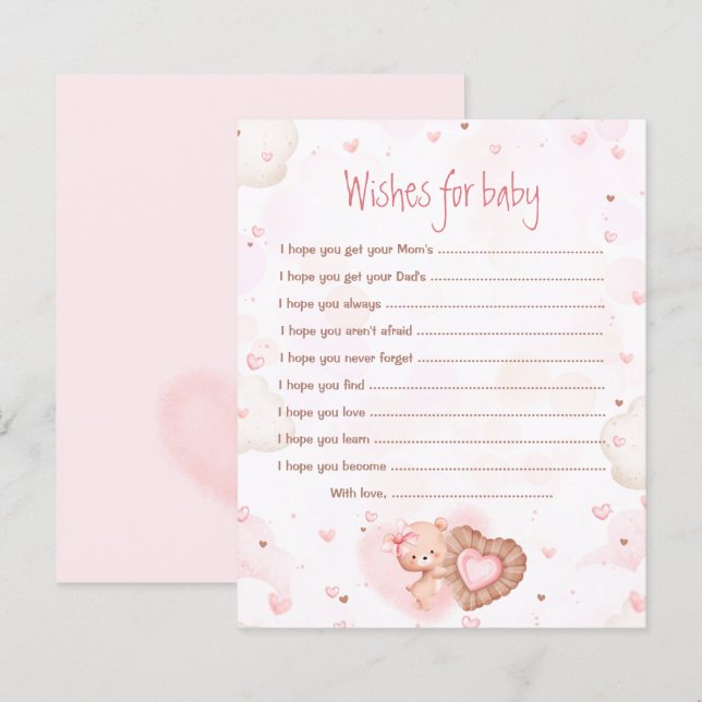Papier Pink Heart Wives For Baby Baby shower Game (Devant / Derrière)