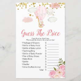 Papier Pink Hot air ballon devine le prix Game