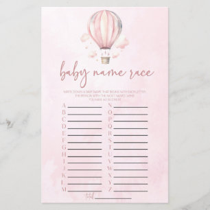 Papier Pink Hot Air Ballot Nom de la course Baby shower J