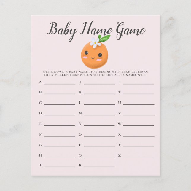 Papier Pink Little Cutie Baby Name Shower Jeu (Devant)