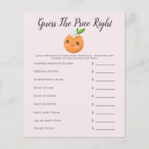 Papier Pink Little Cutie Baby shower Devinez Le Prix