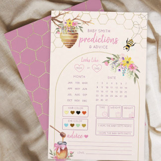 Papier Pink Little Honey Bee Baby Shower Predictions Game