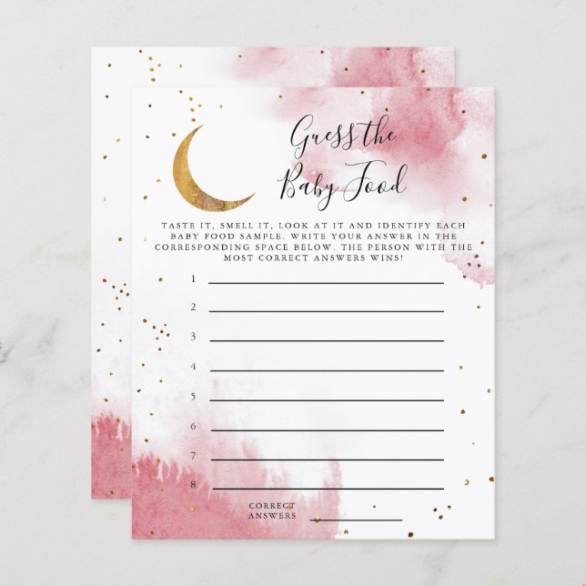 Papier Pink Moon Devine Le Jeu De Douche Alimentaire Bébé (Devant / Derrière)