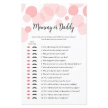Pink Polka fille Baby shower maman ou papa jeu