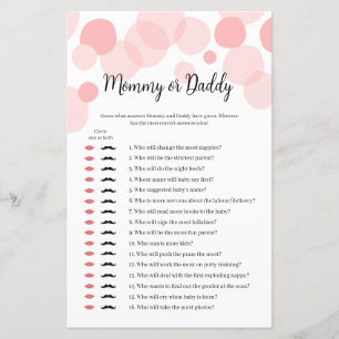 Papier Pink Polka fille Baby shower maman ou papa jeu