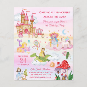 Papier Pink Princess Fairy tale Girl Anniversaire Invitat