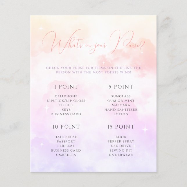 Papier Pink Purple Cloud Neuf Ce qui est dans votre jeu d (Devant)