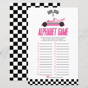 Papier Pink Race Car Alphabet Baby shower Jeu