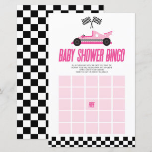 Papier Pink Race Car Bingo Baby shower Jeu