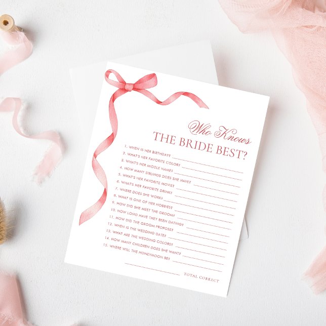 Papier Pink Ribbon Bow qui connaît la mariée meilleur jeu (Créateur téléchargé)