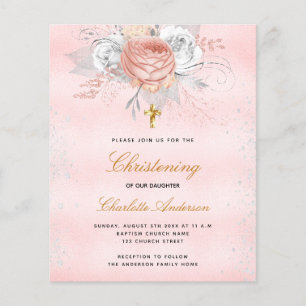 Papier Pink rose floral budget l'invitation