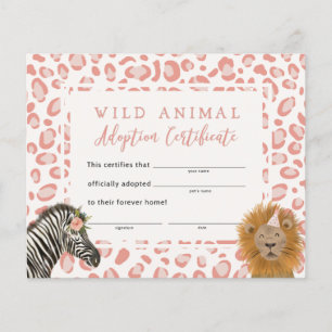 Papier Pink Safari Anniversaire du certificat d'adoption