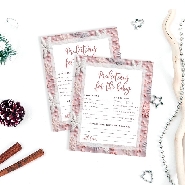 Papier Pink Snowflakes Baby shower Prédictions et conseil (Créateur téléchargé)