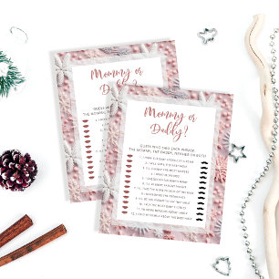Papier Pink Snowflakes Momie ou papa Baby shower jeu