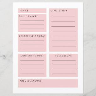 Papier Pink Social Media Influencer Planificateur quotidi