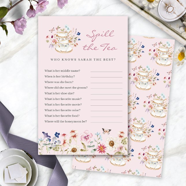 Papier Pink Spencer Le Jeu De Thé (Pink Bridal Shower Spill The Tea Game by Painted Paperie
)