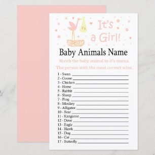 Papier Pink Stork nid Bébé Animaux Nom Jeu