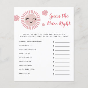 Papier Pink Sun Devine Le Prix Bon Baby shower Jeu