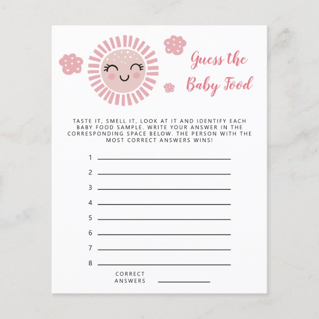 Papier Pink Sunshine Devine Le Jeu De Douche Alimentaire  (Devant)