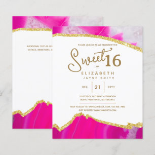 Papier Pink SWEET 16 Moderne Élégant Budget Anniversaire