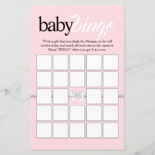 Papier Pink Tiffany thème Bingo Baby shower Jeu