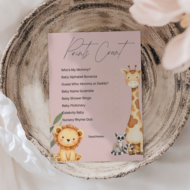 Papier Pink Tropical Safari Animaux Baby shower jeu (Créateur téléchargé)