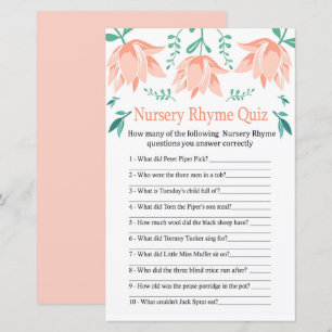 Papier Pink Tulip Nursery Rhyme Quiz jeu de baby shower