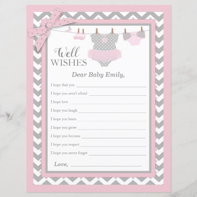 Papier Pink Tutu Chevron Baby shower d'impression bien so (Devant)