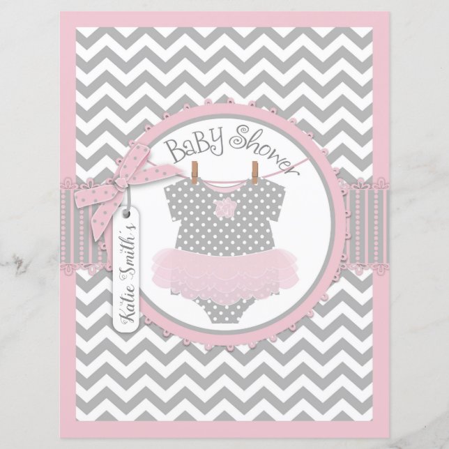 Papier Pink Tutu Chevron Imprimer Baby shower livre de je (Devant)