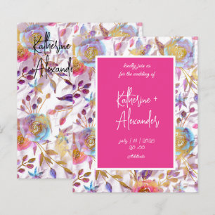 Papier Pink wedding floral Lily Invitation classics