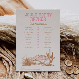 Papier Pink Western Voudrait Momie Plutôt Baby shower Jeu
